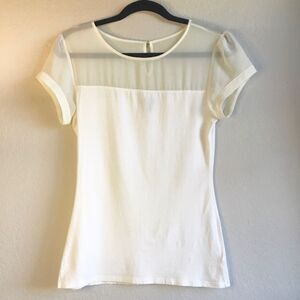 Express cream mesh top keyhole back classic minimalist corpcore